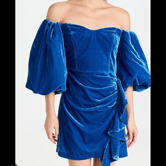 RHODE Adrian Sweetheart Off-The-Shoulder Velvet Mini Dress - Picture 2 of 3